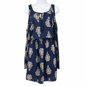 Xhilaration Cold Shoulder Dress Paisley Print Blue